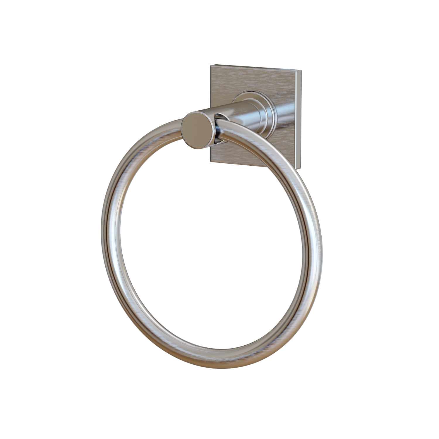 Tr Bn Towel Ring Brushed Nickel Sqaure Plate